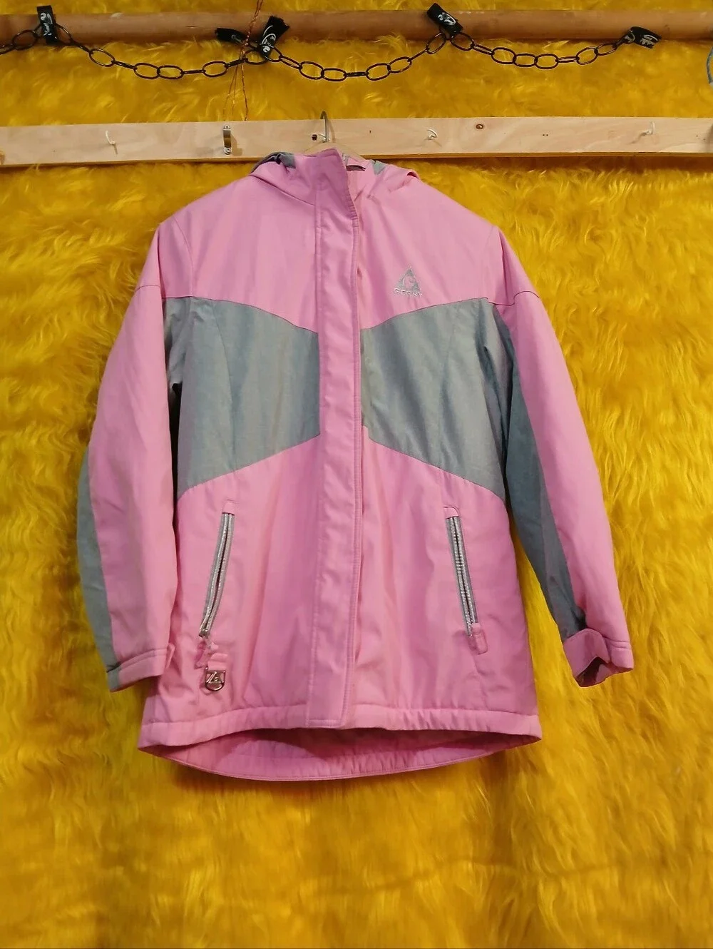 Gerry Girls L 14/16 Pink Gray Hooded Insulated Winter Jacket Coat Full Zip